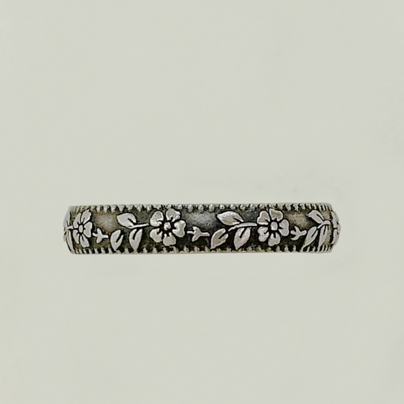 ANCIEVINE. Floral Vine Twist Ring - Silver